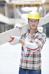 Image showing hard worker on construction site