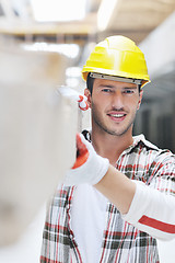 Image showing hard worker on construction site