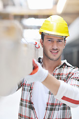 Image showing hard worker on construction site