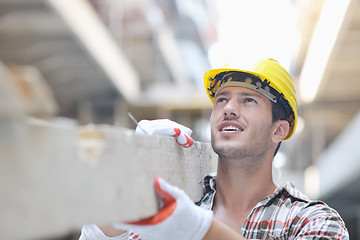 Image showing hard worker on construction site