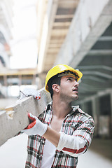 Image showing hard worker on construction site