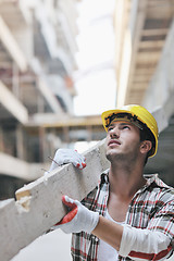 Image showing hard worker on construction site