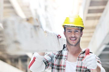 Image showing hard worker on construction site