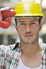 Image showing hard worker on construction site