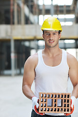 Image showing hard worker on construction site