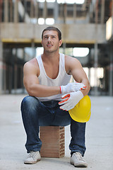 Image showing hard worker on construction site