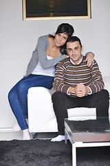 Image showing happy young couple relax at home