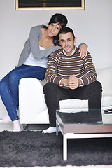 Image showing happy young couple relax at home