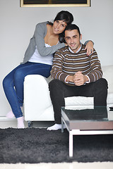 Image showing happy young couple relax at home