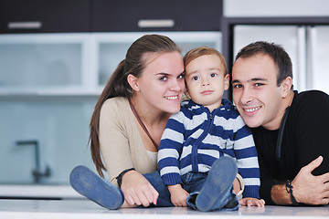 Image showing happy young family have fun  at home