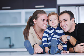 Image showing happy young family have fun  at home