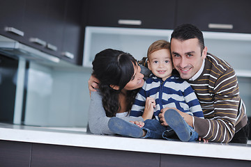 Image showing happy young family have fun  at home