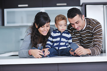 Image showing happy young family have fun  at home