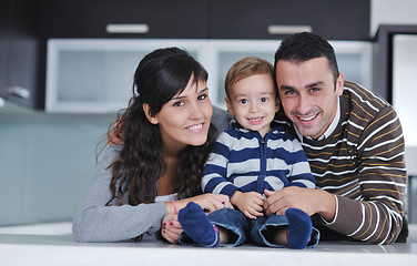 Image showing happy young family have fun  at home