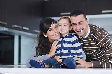 Image showing happy young family have fun  at home
