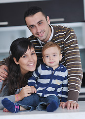 Image showing happy young family have fun  at home