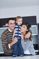 Image showing happy young family have fun  at home