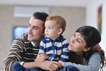 Image showing happy young family have fun  at home