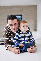 Image showing happy young family have fun  at home