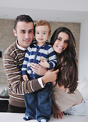 Image showing happy young family have fun  at home