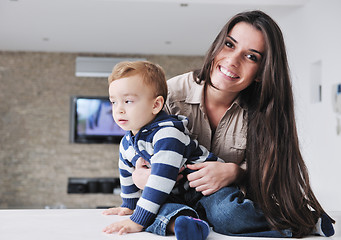 Image showing happy young family have fun  at home