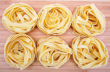 Image showing Tagliatelle on the wooden background