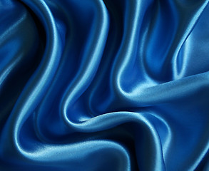 Image showing Smooth elegant dark blue silk can use as background 