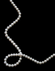 Image showing White pearls on the black velvet  background