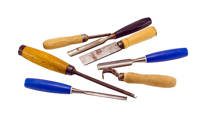 Image showing chisel graver carve tools collection on white 