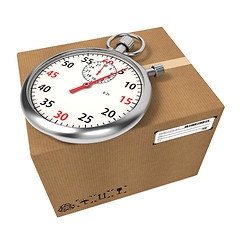 Image showing Stopwatch Over a Carton Boxes.