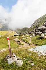 Image showing Path sign on Italian Alps
