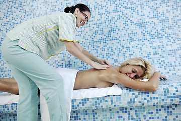 Image showing woman relaxing at spa and wellness