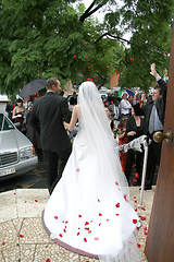 Image showing Leaving the church