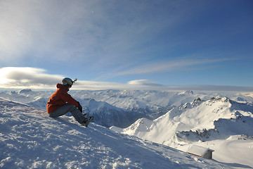 Image showing  skiing on on now at winter season