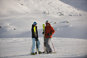 Image showing  skiing on on now at winter season