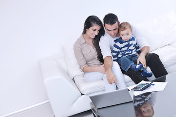 Image showing happy young family have fun  at home