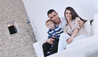 Image showing happy young family have fun  at home