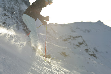 Image showing  skiing on on now at winter season