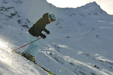 Image showing  skiing on on now at winter season