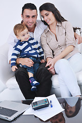 Image showing happy young family have fun  at home