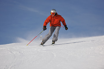 Image showing  skiing on on now at winter season