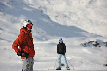 Image showing  skiing on on now at winter season