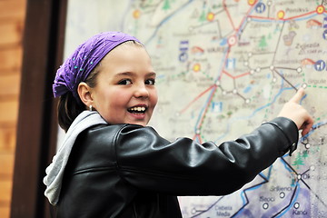 Image showing girl with city map panel