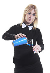 Image showing female bartender isolated on white