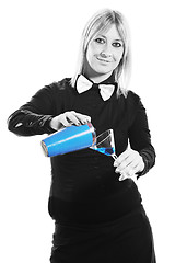 Image showing female bartender isolated on white