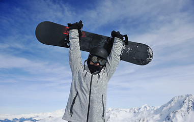 Image showing  skiing on on now at winter season