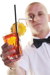 Image showing barman portrait isolated on white background