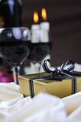 Image showing wine, chocolate and praline decoration 