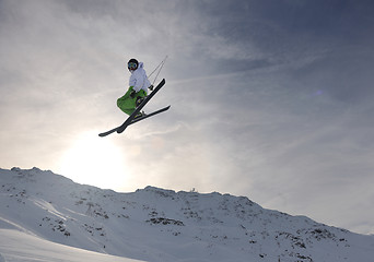 Image showing extreme freestyle ski jump