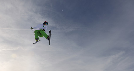 Image showing extreme freestyle ski jump